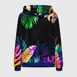 Толстовка-худи мужская Тропическая Ночь, цвет: 3D-синий
