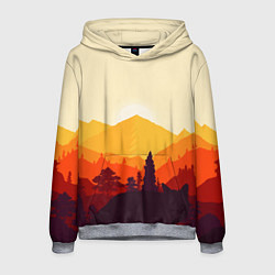 Толстовка-худи мужская Горы закат пейзаж лиса арт, цвет: 3D-меланж