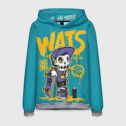 Толстовка-худи мужская Граффити Wats череп в кепке, цвет: 3D-меланж