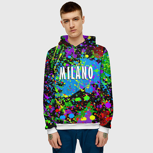 Мужская толстовка Milano - abstraction - Italy / 3D-Белый – фото 3