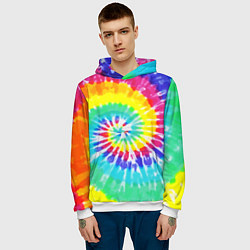 Толстовка-худи мужская TIE-DYE СТЕНА, цвет: 3D-белый — фото 2