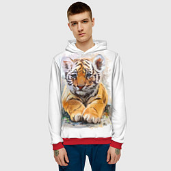 Толстовка-худи мужская Tiger Art, цвет: 3D-красный — фото 2