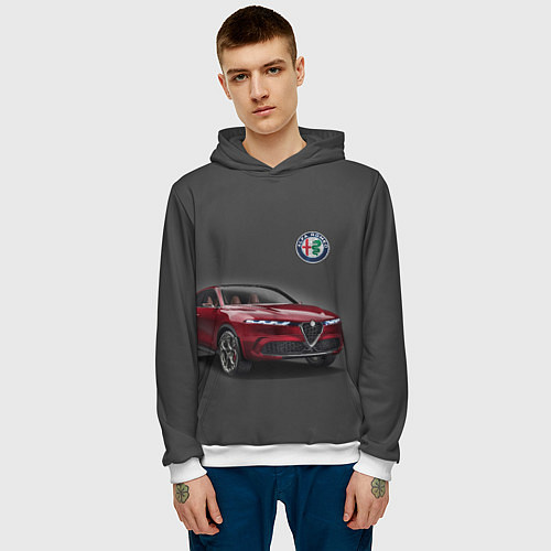 Мужская толстовка Alfa Romeo - Italy / 3D-Белый – фото 3