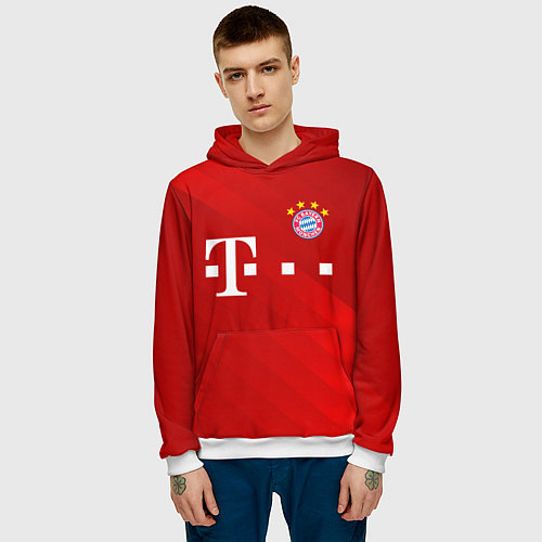 Мужская толстовка FC Bayern Munchen / 3D-Белый – фото 3
