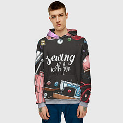 Толстовка-худи мужская Сшито с любовью, цвет: 3D-меланж — фото 2