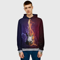 Толстовка-худи мужская Гитара огня, цвет: 3D-меланж — фото 2