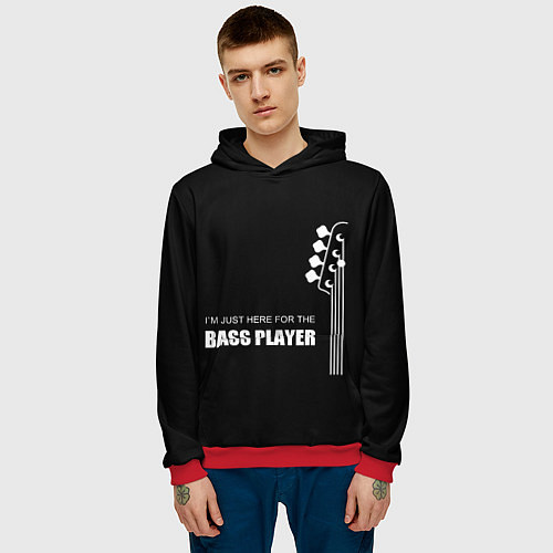 Мужская толстовка BASS PLAYER GUITAR / 3D-Красный – фото 3