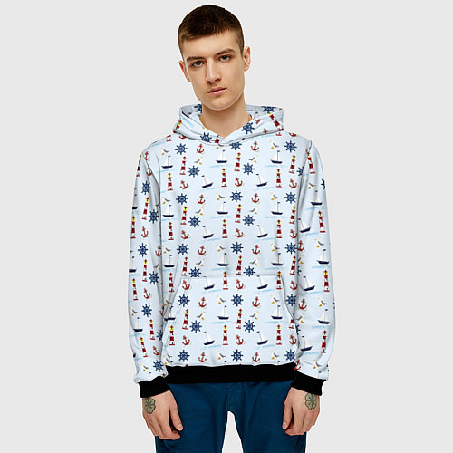 Мужская толстовка Кораблики да маяки / 3D-Черный – фото 3