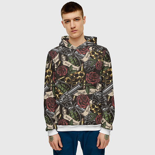 Мужская толстовка Старая школа / 3D-Белый – фото 3