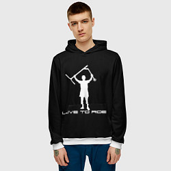 Толстовка-худи мужская Самокат трюковой Live to ride, цвет: 3D-белый — фото 2