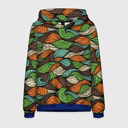 Толстовка-худи мужская Абстрактные волны, цвет: 3D-синий