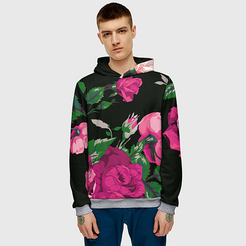 Мужская толстовка Розы / 3D-Меланж – фото 3