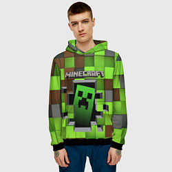 Толстовка-худи мужская Minecraft, цвет: 3D-черный — фото 2