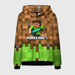 Толстовка-худи мужская Minecraft logo heroes, цвет: 3D-черный