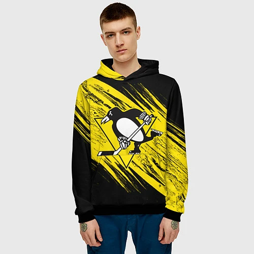 Мужская толстовка Pittsburgh Penguins Sport / 3D-Черный – фото 3