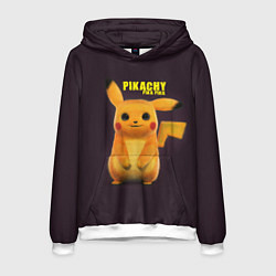 Толстовка-худи мужская Pikachu Pika Pika, цвет: 3D-белый