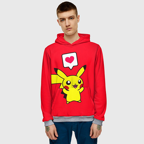 Мужская толстовка Pikachu Pika Pika / 3D-Меланж – фото 3