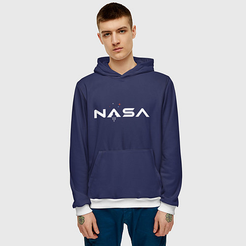 Мужская толстовка Nasa LoGo / 3D-Белый – фото 3