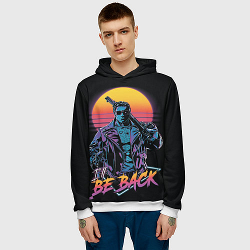 Мужская толстовка I WILL BE BACK TERMINATOR / 3D-Белый – фото 3