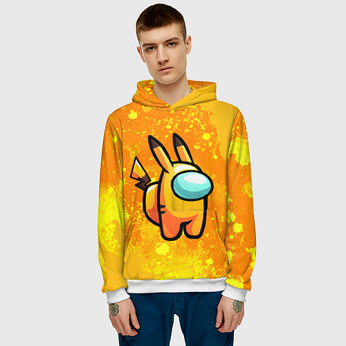 Мужская толстовка AMONG US - Pikachu / 3D-Белый – фото 3