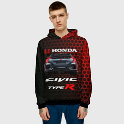 Толстовка-худи мужская Honda Civic Type R, цвет: 3D-черный — фото 2