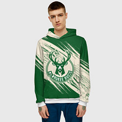Толстовка-худи мужская Милуоки Бакс, цвет: 3D-белый — фото 2