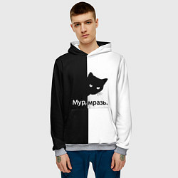 Толстовка-худи мужская Черный кот, цвет: 3D-меланж — фото 2