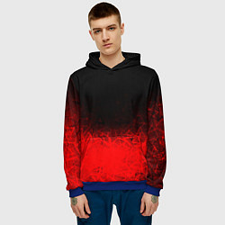 Толстовка-худи мужская КРАСНО-ЧЕРНЫЙ ГРАДИЕНТ, цвет: 3D-синий — фото 2