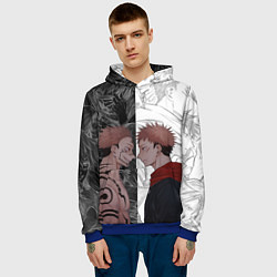 Толстовка-худи мужская Jujutsu Kaisen Сукуна х Юдзи, цвет: 3D-синий — фото 2