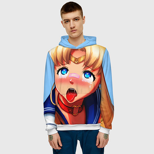 Мужская толстовка SAILOR MOON AHEGAO / 3D-Белый – фото 3