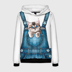 Толстовка-худи мужская КОТЕНОК В КАРМАНЕ, цвет: 3D-черный