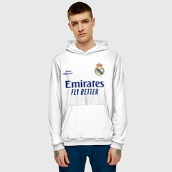 Толстовка-худи мужская REAL MADRID, домашняя 2021, цвет: 3D-белый — фото 2