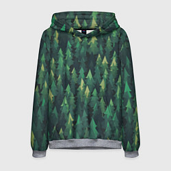 Толстовка-худи мужская Елки, цвет: 3D-меланж