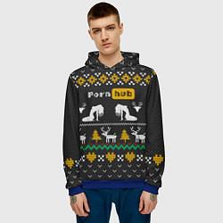 Толстовка-худи мужская Pornhub свитер с оленями, цвет: 3D-синий — фото 2