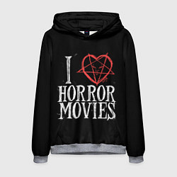 Толстовка-худи мужская I Love Horror Movies, цвет: 3D-меланж