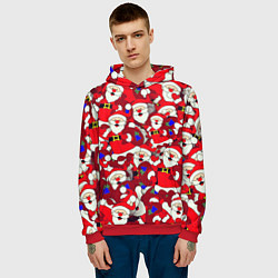 Толстовка-худи мужская Дед Санта, цвет: 3D-красный — фото 2