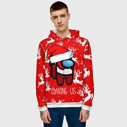 Толстовка-худи мужская Новый Год Среди Нас!, цвет: 3D-белый — фото 2