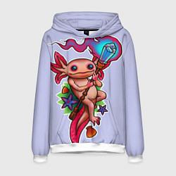 Толстовка-худи мужская Магический аксолотль, цвет: 3D-белый