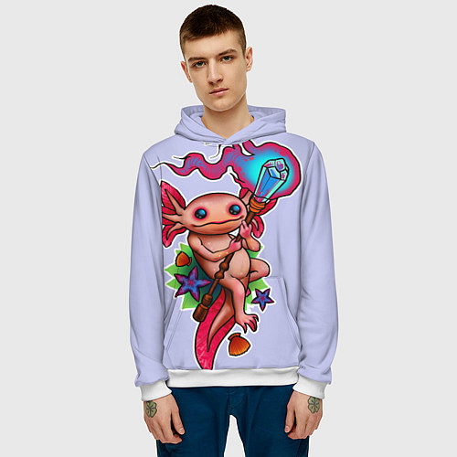 Мужская толстовка Магический аксолотль / 3D-Белый – фото 3