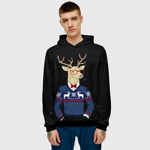 Мужская толстовка Hipster Deer / 3D-Черный – фото 3