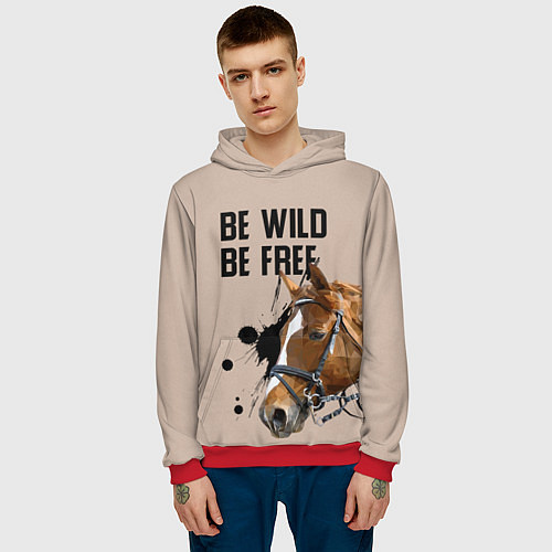 Мужская толстовка Be wild be free / 3D-Красный – фото 3