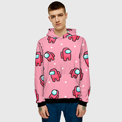 Толстовка-худи мужская Among Us - Розовый цвет, цвет: 3D-черный — фото 2