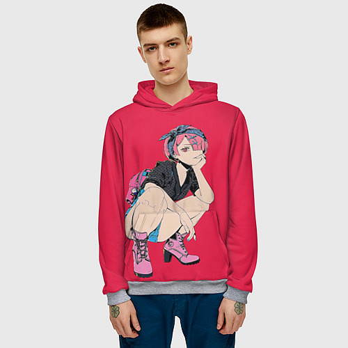 Мужская толстовка RE ZERO REM / 3D-Меланж – фото 3