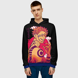 Толстовка-худи мужская Двуликий магическая битва, цвет: 3D-синий — фото 2