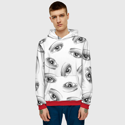 Мужская толстовка Глаза / 3D-Красный – фото 3