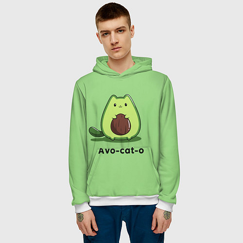 Мужская толстовка Avo - cat - o / 3D-Белый – фото 3