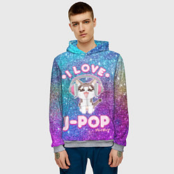 Толстовка-худи мужская I Love Cat Pop, цвет: 3D-меланж — фото 2