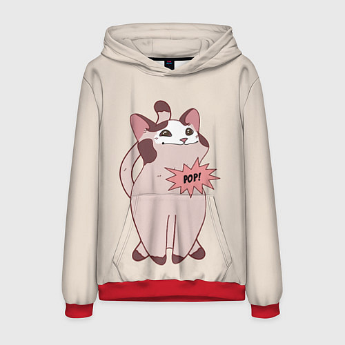 Мужская толстовка Pop Cat / 3D-Красный – фото 1