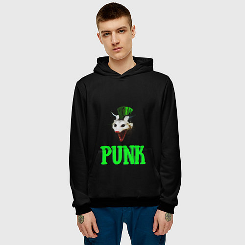 Мужская толстовка Punky trashcat / 3D-Черный – фото 3