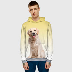 Толстовка-худи мужская Лабрадор ретривер пес, цвет: 3D-меланж — фото 2